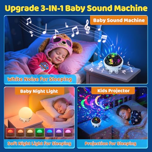 Baby Sound Machine with 30 Soothing Sounds & Night Light Projector - White - COOLNIGHT