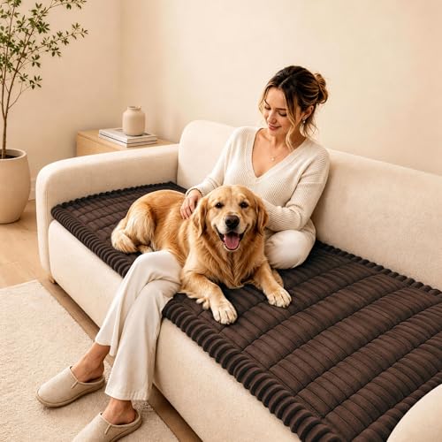 BIETYONE Washable Non-Slip Couch Cover for Dogs, Brown, 27.6 x 70.9 inches
