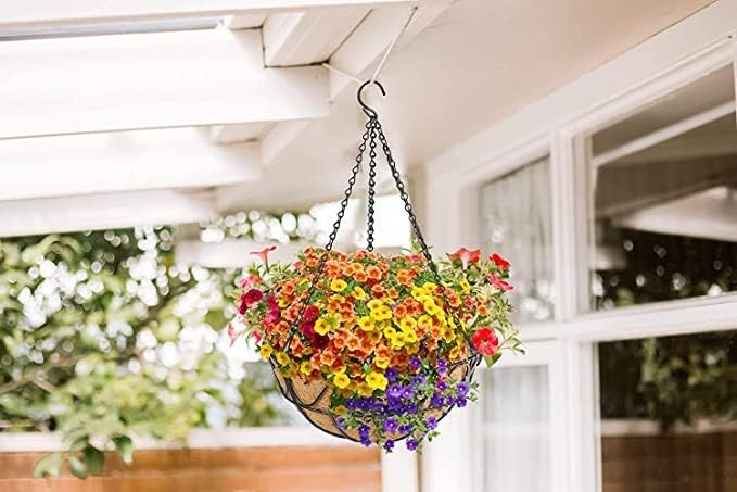 Skiennix Metal Hanging Planter Basket - 2 Pack with Coco Coir Liner for Indoor/Outdoor Garden Decor