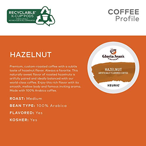 Gloria Jean's Coffees Hazelnut, Single-Serve Keurig K-Cup Pods,