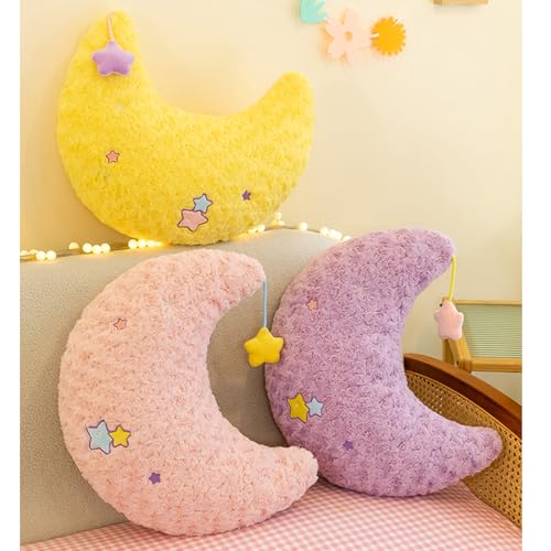 Moon Stuffed Pillow, Moon Plush Toy Hanging a Star, Home Decoration Christmas Birthday Gift for Kids Adults (17.7inch)