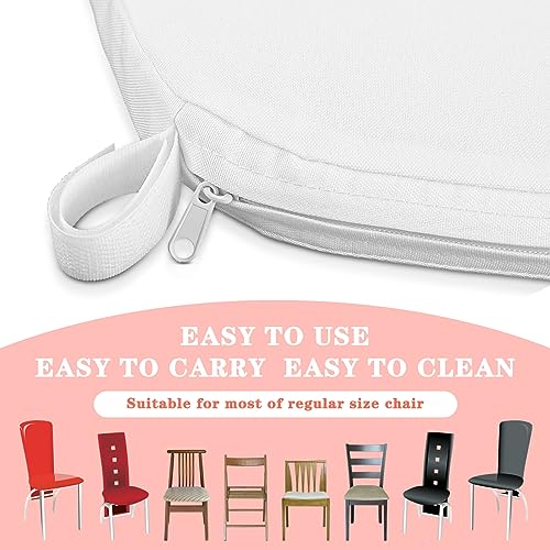 White Wedding Chair Cushions 15x15 Inch Pack of 12 - Slip-Resistant Memory Foam Pads with Ties