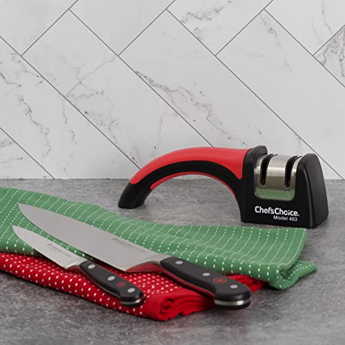 Chef'sChoice 2-Stage Manual Knife Sharpener for 15-Degree and Serrated Knives, Pronto Hone, Black
