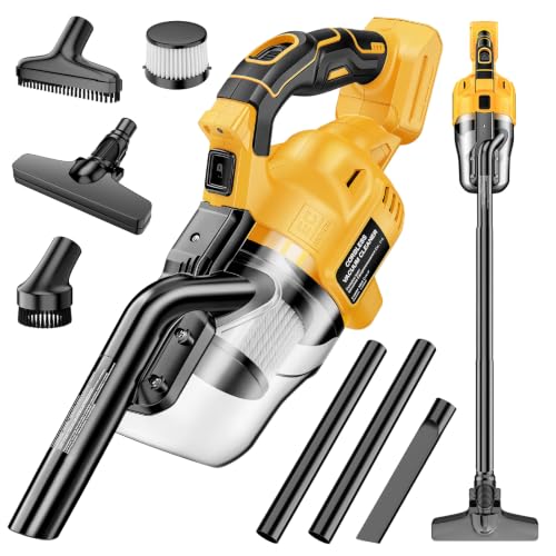 Yellow Cordless Handheld Vacuum Cleaner Compatible with DeWalt Batteries – Lightweight & Strong Suction