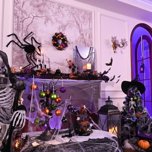 Valery Madelyn 12-inch Pumpkin Wreath for Front Door Halloween Decoration, Includes Variation 11.9 Inch