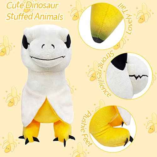 Banana Dinosaur Plush, Bananasaurus Rex Stuffed Animal CuteT-Rex Pillow Funny weirdFruit Plushie The for Dinosaur Lovers Figures Birthday for Kids Girls and Boys 10inch