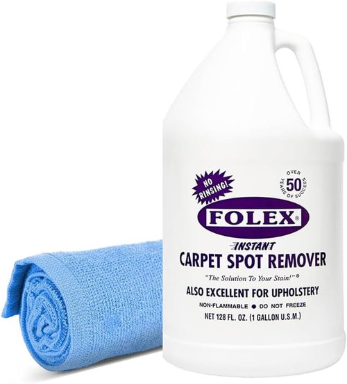 Folex Instant Carpet Spot Remover 128 oz - Powerful Stain Eliminator for Carpets & Upholstery - Includes Reusable Cleaning Cloth