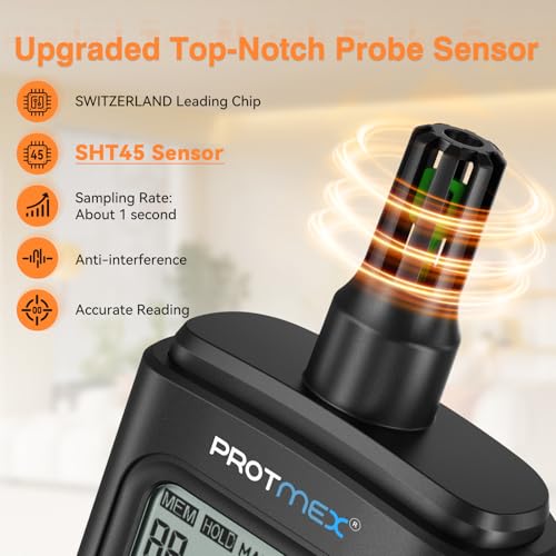 Protmex Digital Temperature and Humidity Meter with Wet Bulb & Dew Point