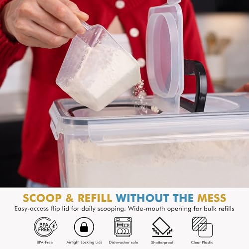Shazo Black 2-Pack 11L Airtight Food Storage Containers with Spout & Handles