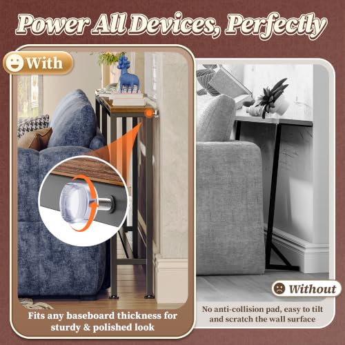Huuger 70.8 Inch Console Table, Skinny Sofa Table with Charging