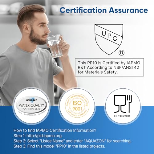 PUREPLUS 5 Micron 10x2.5 Inch Whole House Sediment Water Filter Cartridge - Pack of 6