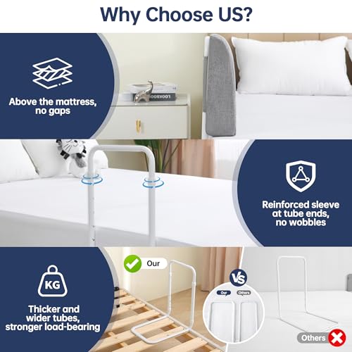 Bed Guard Rail for Toddlers 78.7 Inch Foam Padded Bedside Safety Rail - Flexible & Adjustable