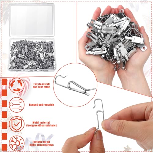 Tandefio 150 Pcs Aluminum Christmas Light Clips Gutter Hangers - Weatherproof