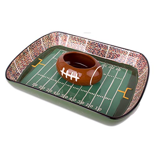 Football Stadium Ceramic Chip and Dip Serving Set for Game Day