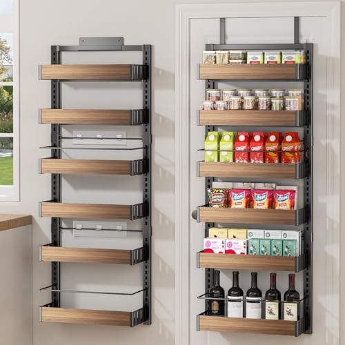 6-Tier Over-The-Door Pantry Organizer Black - Adjustable Spice & Storage Rack