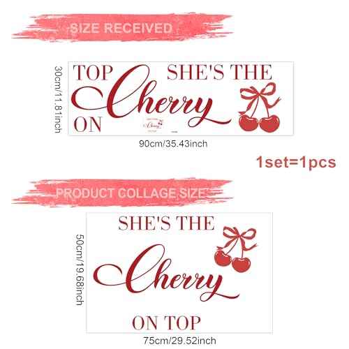 She's The Cherry On Top Balloon Arch Backdrop Decor Decal,She's The Cherry On Top Wall Decal,Sweet Theme Baby Shower Bridal Shower Decor, Anniversary Birthday Party Photo Shoot Props Supplies