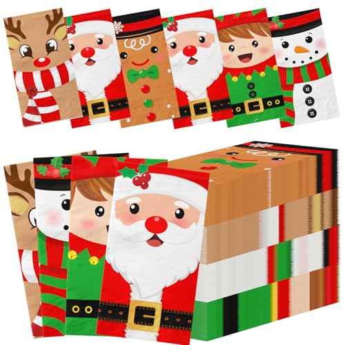 Christmas Napkins, 40Pcs Christmas Paper Napkins includes Santa Napkins ElK Napkins and Snowman Napkins Disposable Merry Christmas Napkins for Xmas Winter Holiday Dinner Party Supplies
