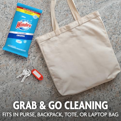 Windex Glass and Window Cleaner Wipes - 38 Count Pack of 6 - Streak-Free Surface Cleaner