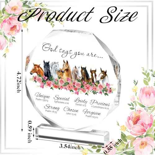 Gerrii Horse Acrylic Christian Gifts for Women Christmas Birthday Inspirational Religious Gifts for Friends Bible Verse Table Decor Motivational Scripture Prayer Mom Female Coworker Sister Plaques