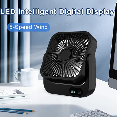 Black 2-Pack Cruise-Approved Magnetic Portable Fan with 5000mAh Battery & 5 Speeds