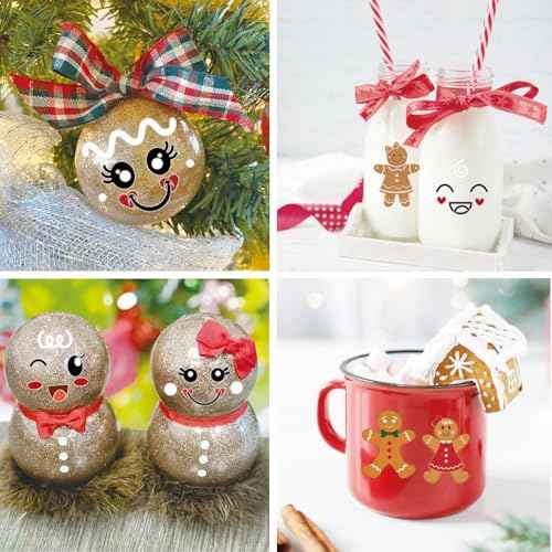 48pcs Christmas Gingerbread Stickers Cute Gingerbread Man Face Decals Xmas Winter Holiday Ornament Stickers for Cups Glass Envelopes Cards Gift DIY Crafts Party Supplies Decoration(face48)