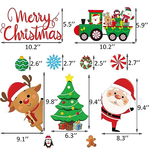 96PCS Christmas Wall Decals Set - Removable Holiday Stickers with Santa, Snowman, Reindeer, Large Festive Decorations