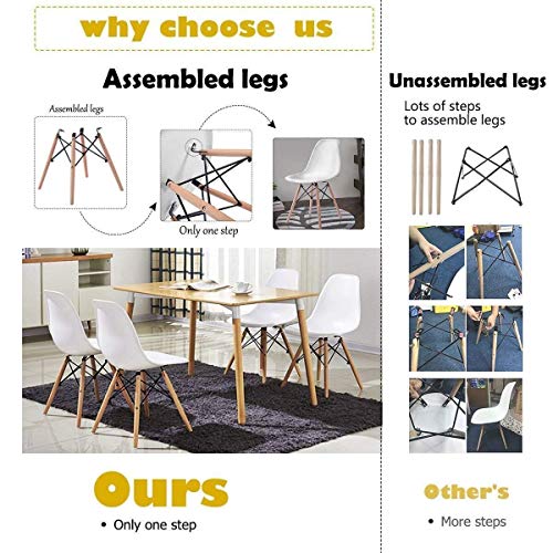 GIANTEX White Dining Chairs Set of 2 - Solid Wood, Ergonomic, Assembled