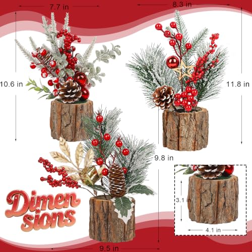 Lulu Home 3 Pcs Mini Christmas Tabletop Trees, Artificial Centerpiece