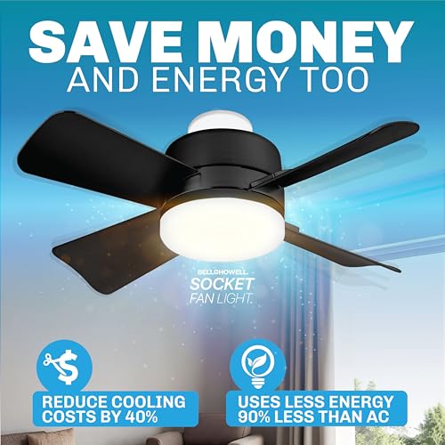 Bell+Howell Socket Breeze 15.4" Portable Fan Light with Remote - Black