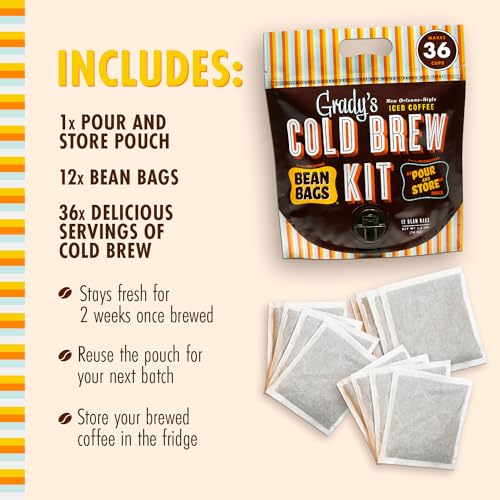 Cold Brew Coffee Kit with Arabica & Chicory - 2 All-in-One Pouches, Makes 72 Drinks - Original Variation