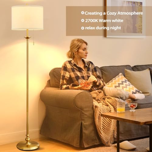Luvkczc 60-Inch Gold Floor Lamp with Fabric Shade - Modern Living Room Lighting