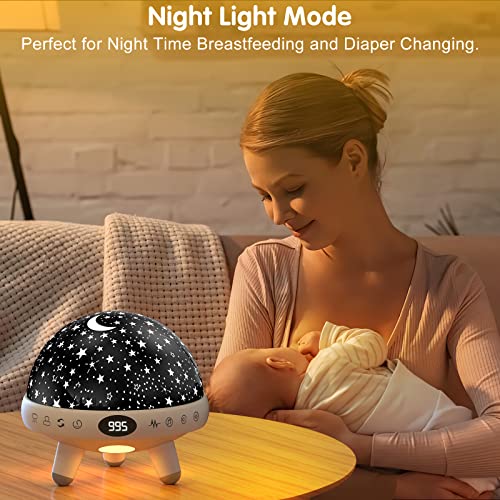 YACHANCE Kids Sound Machine with Night Light & Star Projector - White