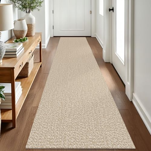 EARTHALL Washable 2x8 ft Entryway Rug - Non Slip Sand/Beige Runner