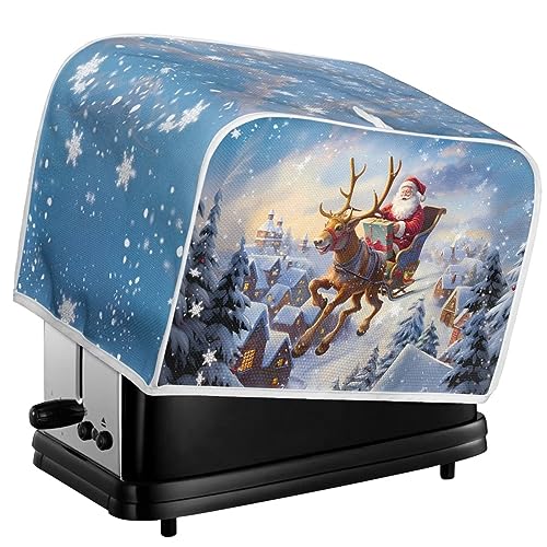 Psesaysky Santa Claus Deer Toaster Cover 4-Slice – Christmas Kitchen Dustproof Protector