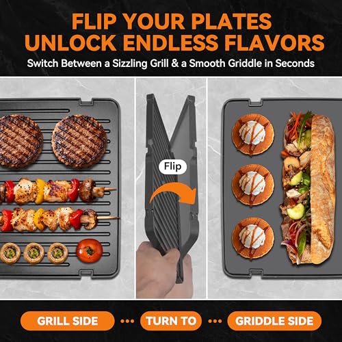 Sandwich Maker Reversible Grill Panini Press with Non-Stick Surfaces - Silver - 4 Slice