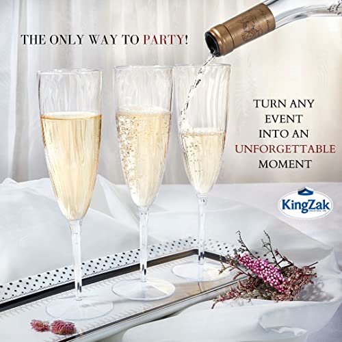 Champagne Flutes - 96 Count Premium 6 oz Clear Hard Plastic Disposable Glasses