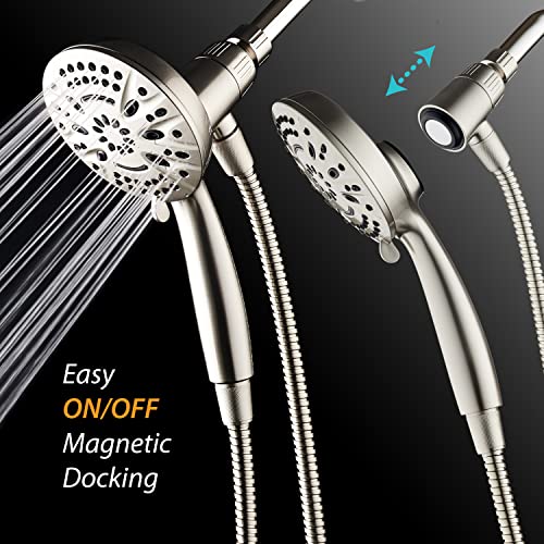 Magnetic Docking Handheld Shower Head with 8 Settings - Nickel Finish