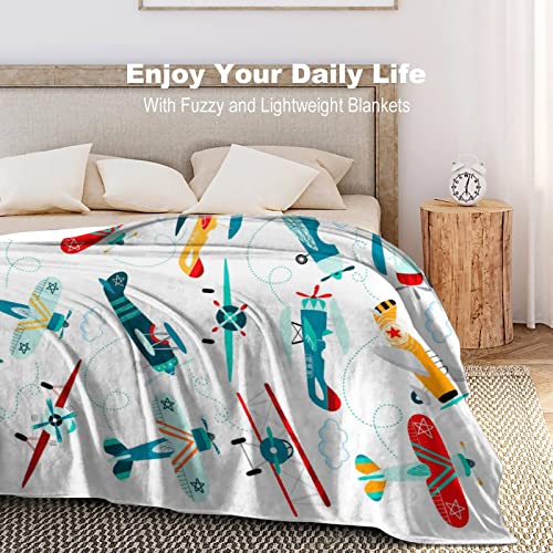 Cute Airplane Blanket Throw Aircraft Blankets for Kids Toddler Boys Adults Gifts Bedding Decor Bed Bedroom 50"X40"