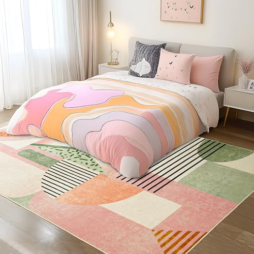 Tepook Pink 8x10 Feet Area Rug for Living Room & Bedroom - Soft Indoor Carpet