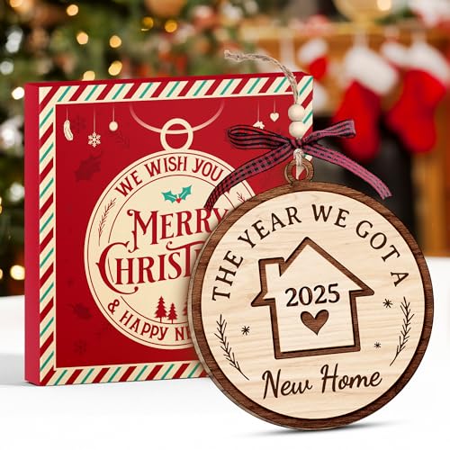 House Warming Gifts, New Home Ornament 2025 - Best Housewarming Gifts New Home 2025 for Owners, Couples, Men, Women - First Home Gift Ideas - Our First Home Ornament for Christmas Tree Glass Keepsake