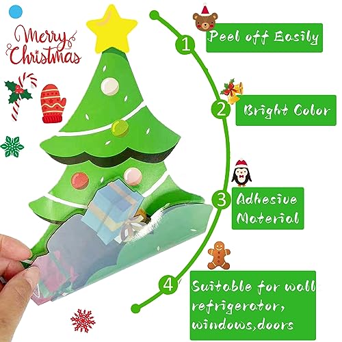96PCS Christmas Wall Decals Set - Removable Holiday Stickers with Santa, Snowman, Reindeer, Large Festive Decorations