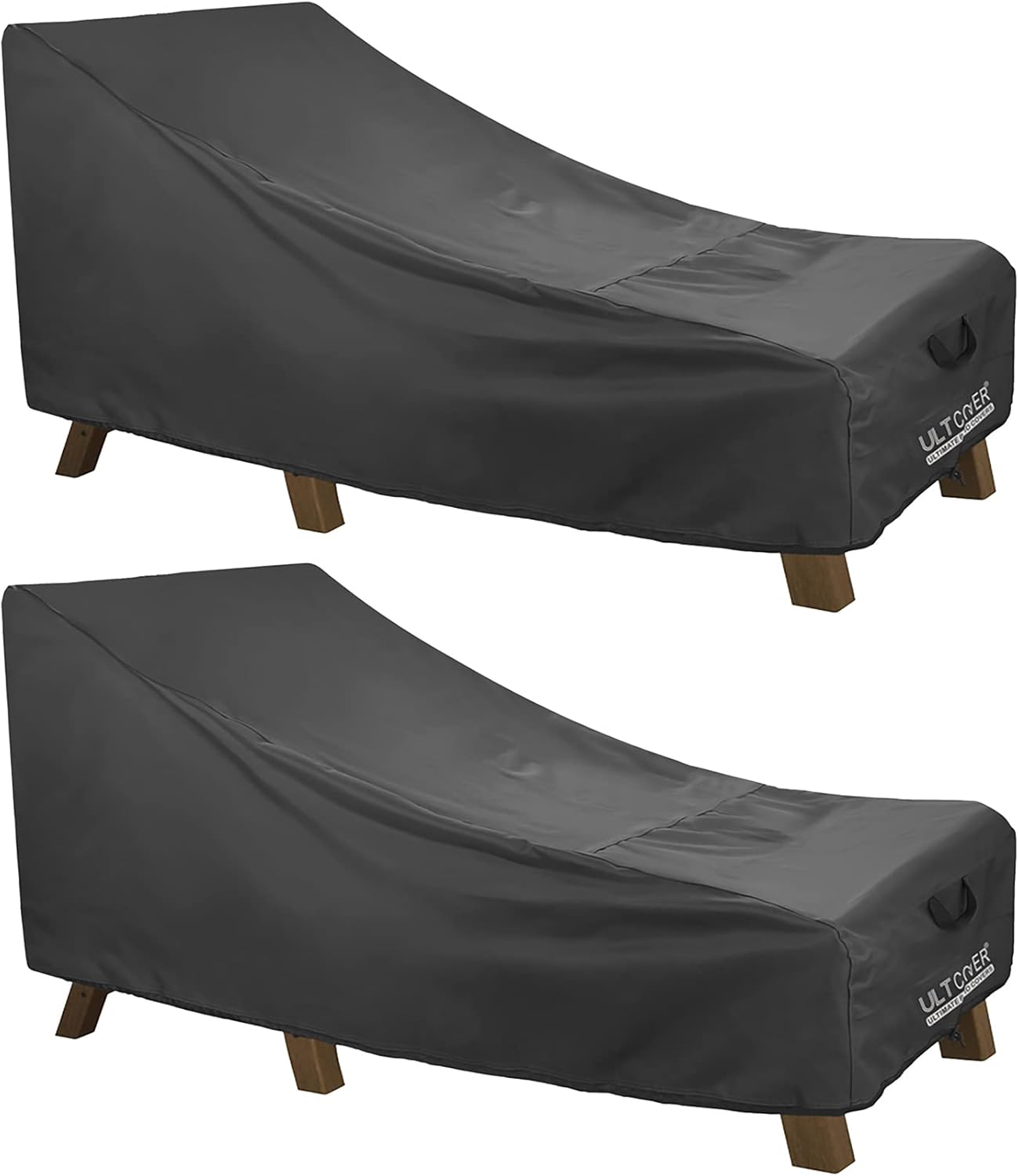 ULTCOVER Waterproof Patio Lounge Chair Covers - Heavy Duty 2 Pack, 80L x 28W x 30H Inch, Black
