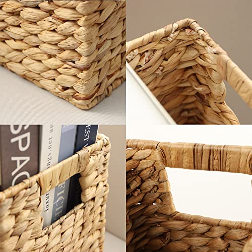 Water Hyacinth Storage Basket with Handles - Large Wicker Basket for Home Organization