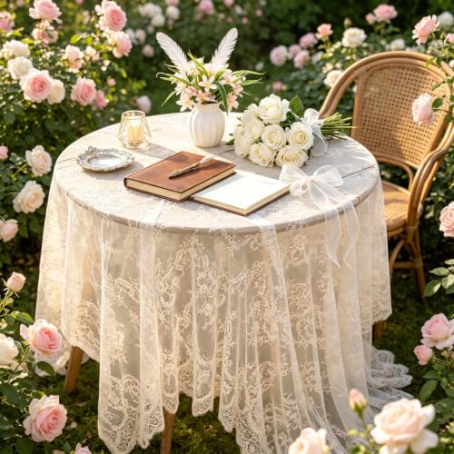 005-white 5 Pack White Lace Tablecloths 60x120 Inch Wedding & Event Decor