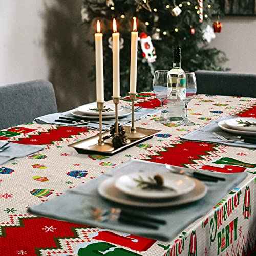 3Pcs Ugly Sweater Tablecloths-Ugly Sweater Party Decorations Christmas Rectangular Plastic Table Covers for Christmas Party Supplies,Size 70.8X42.5inch