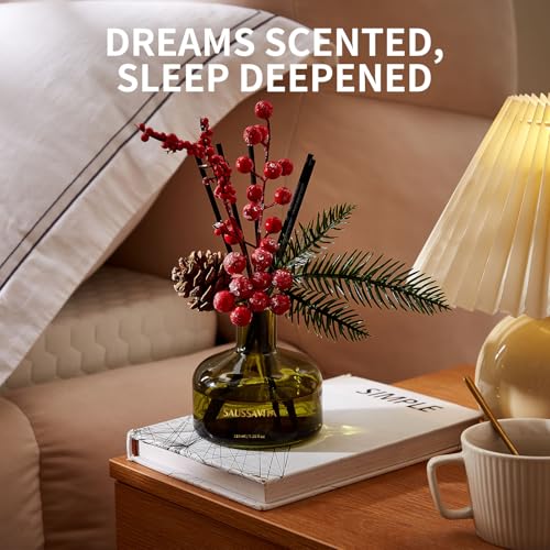 Flower Reed Diffusers Set, 7.10 oz Christmas Cedar Scented Diffuser