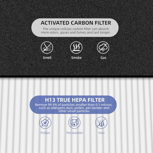 Pulluty Replacement Air Purifier Filters for Honeywell HPA100 & More, HEPA & Activated Carbon Set