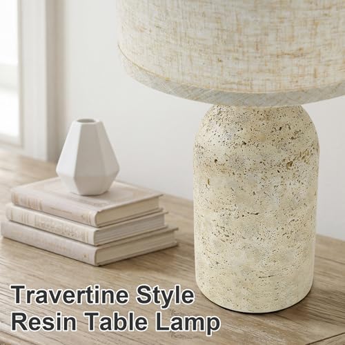 GyroVu Beige Resin Table Lamps Set of 2 - 18-Inch Bedside & Living Room Lighting