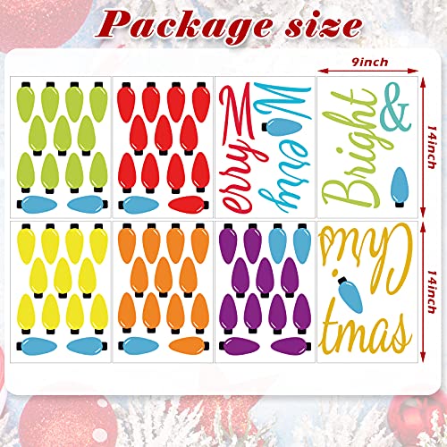 78 Pieces Christmas Wall Decals PVC Merry and Bright Stick Decals Merry Christmas Window Decals Bulb Lights Wall Stickers Party Supplies Window Clings Door Fridge Holiday Christmas Wall Decoration