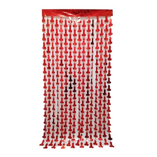 Red Metallic Foil Curtain Streamers for Bachelorette Party & Photo Booth Decor - 2 Pack